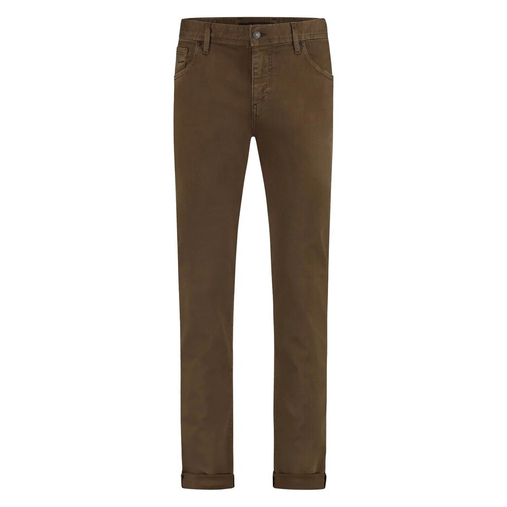 ALBERTO Olive/Brown Wash 'STONE'  Modern Fit Printed Satin Jeans Size 34